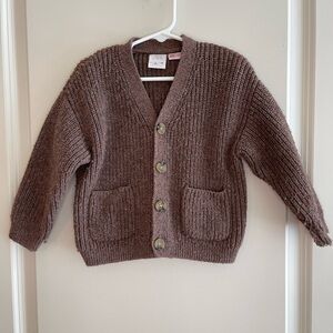 Zara Kids Brown Ribbed Knit Cardigan Sweater Size 3T